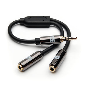 XO - 3.5mm auf 2 x 3.5mm Y schwarz Kabel - Kopfhörer Mikrofon Audio Y Splitter für Koprhörer mit separatem Kopfhörer / Mikrofon Stecker - Stereo 3.5mm männlich auf zwei 3.5mm weiblich mono Adapter um Musik zu teilen.