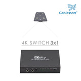 Cablesson HDelity Switch 3x1 HDMI 4k Full HD Umschalter | HDMI 2.1 / 2.0b / 2.0a / 2.0 / 1.4