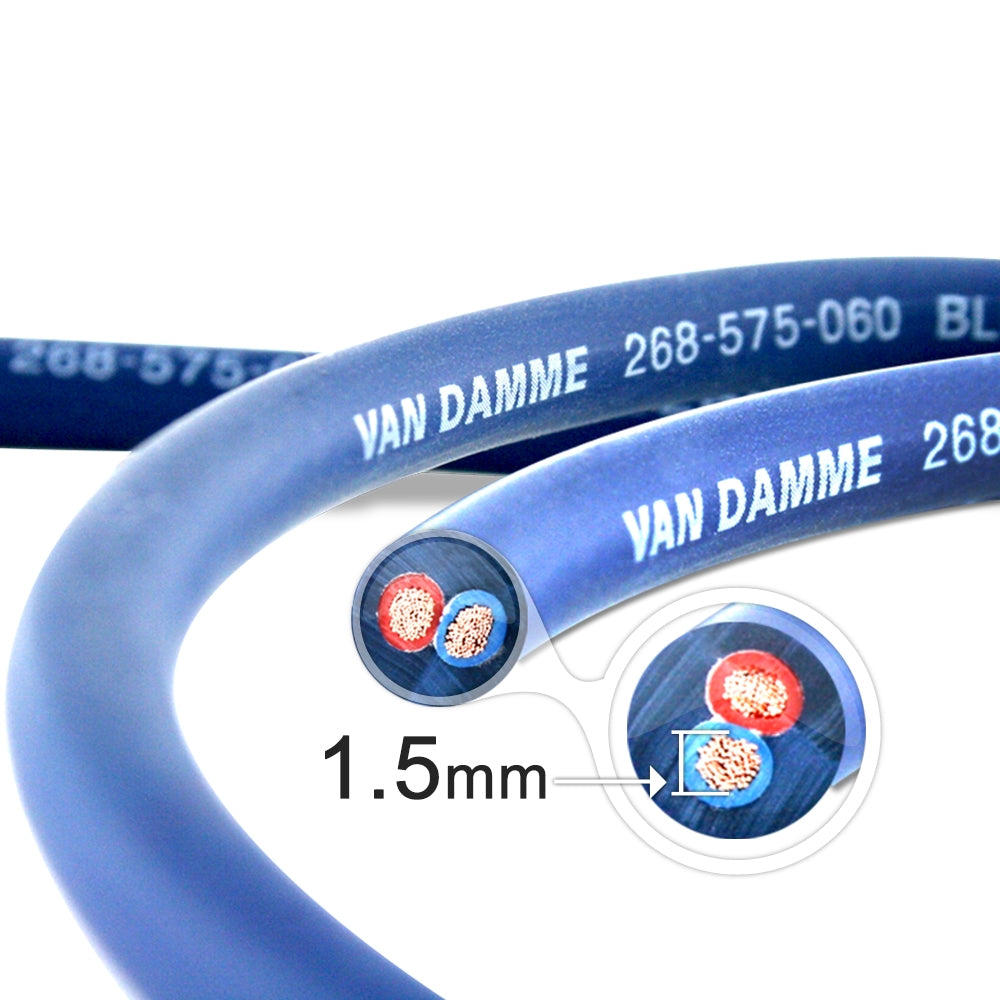 Van Damme Professional Blue Series Studio Grade 2 x 1.5 mm (2 core) Twin-Axial Speaker Cable 268-515-060 10 Metre / 10M