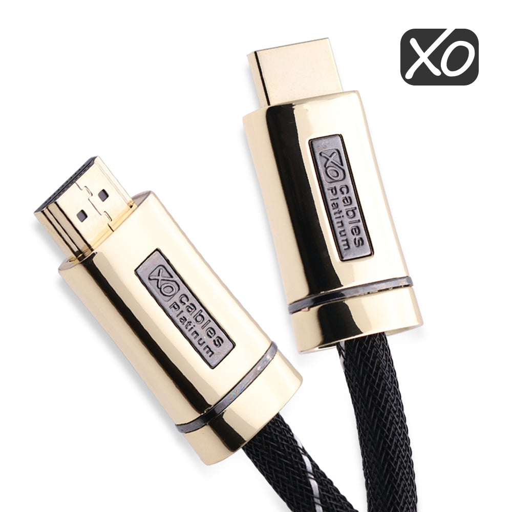 XO Platinum 1.5m High Speed HDMI Cable (HDMI Type A, HDMI 2.1/2.0b/2.0a/2.0/1.4) - 4K, 3D, UHD, ARC, Full HD, Ultra HD, 2160p, HDR - for PS4, Xbox One, Wii, Sky Q, LCD, LED, UHD, 4k TVs - Gold
