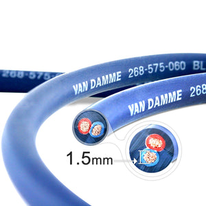 Van Damme Professional Blue Series Studio Grade 2 x 1.5 mm (2 core) Twin-Axial Speaker Cable 268-515-060 11 Metre / 11M