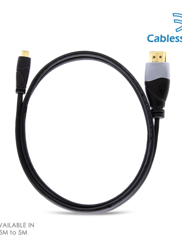 Cablesson Ivuna High Speed Micro HDMI to HDMI Cable with Ethernet 3m (HDMI Type D) compatible with HDMI 2.1, 2.0a, 2.0, 1.4a - 4k, Ultra HD, ARC, HDR, 2160p - Black