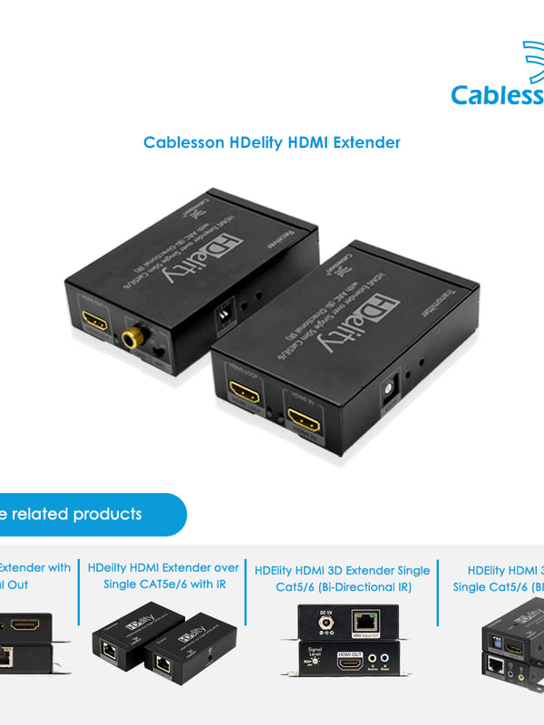 Cablesson HDelity HDMI Extender mit BI direktionale IR ARC (Coax und SPDIF) mit Local Out - 1080p Full HD (50m) / 720p (60m) - unterstützt 3D, 4k, Full HD, Sky Q und andere HD Set Top Boxen, PC, DVD, PS4