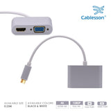 Cablesson - USB Typ C bis HDMI + VGA-Adapter 0,23 M - männlich zu weiblich - 1080P-4K30Hz