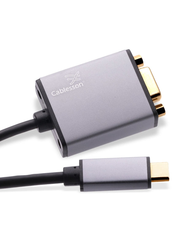 Cablesson USB Typ C männlich auf VGA Weiblich Adapter mit Aluminiumschalen 0.23M 1080P@60Hz für Macbook Pro, Macbook, Google Chromebook Pixel, Dell XPS 13 / 15, Lenovo Yoga 900 - Schwarz