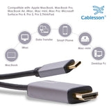 Cablesson - USB Typ C Stecker auf HDMI-Stecker-Adapter-Kabel mit Aluminium Shells - 1M 4K @ 30Hz - Schwarz