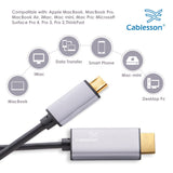 Cablesson - USB Typ C Stecker auf HDMI-Stecker-Adapter-Kabel mit Aluminium Shells - 2M 4K @ 30Hz - Schwarz