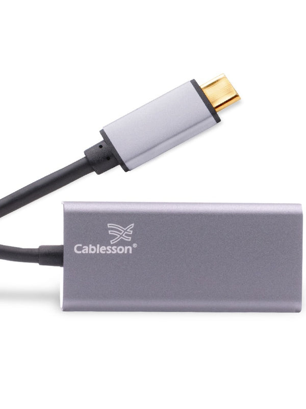 Cablesson USB Typ C männlich auf RJ45 Adapter mit Aluminiumschalen 0.23M unterstützt 1000Mb (Gigabit LAN Network Port Connector Adapter Konverter Kabel) für Typ C Geräte - Schwarz