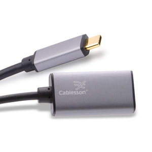Cablesson USB Typ C männlich auf Mini DisplayPort Weiblich Adapter mit Aluminiumschalen 0.23M 4K@60Hz (UHD, 4Kx2K, Thunderbolt 3 Kompatibel) für MacBook 12, Chromebook und mehr Typ C Geräte - Schwarz