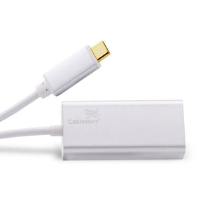 Cablesson USB Typ C männlich auf RJ45 Adapter mit Aluminiumschalen 0.23M unterstützt 1000Mb (Gigabit LAN Network Port Connector Adapter Konverter Kabel) für Typ C Geräte - Weiß