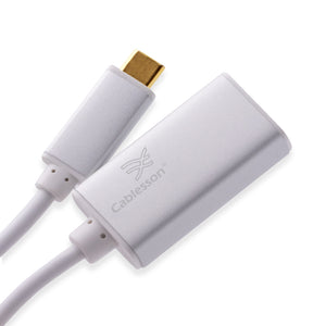 Cablesson USB Typ C männlich auf Mini DisplayPort Weiblich Adapter mit Aluminiumschalen 0.23M 4K@60Hz (UHD, 4Kx2K, Thunderbolt 3 Kompatibel) für MacBook 12, Chromebook und mehr Typ C Geräte - Weiß