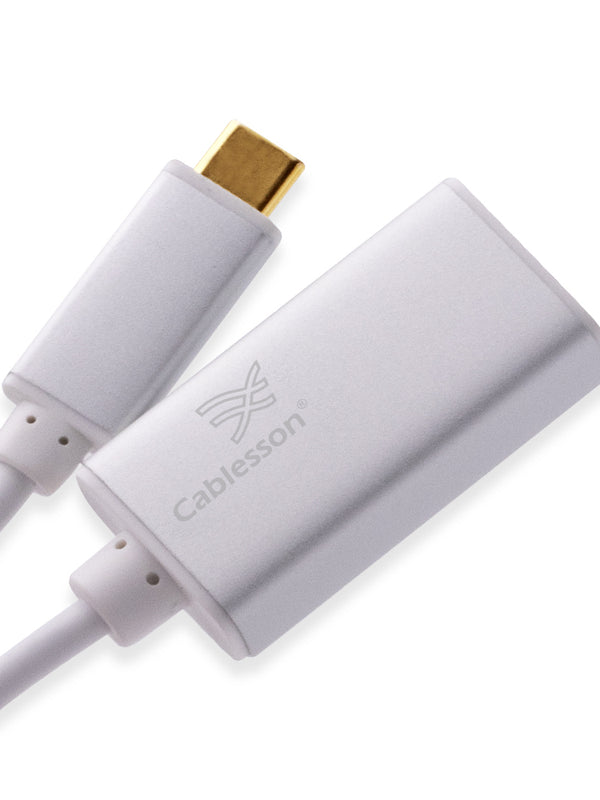 Cablesson USB Typ C männlich auf Mini DisplayPort Weiblich Adapter mit Aluminiumschalen 0.23M 4K@60Hz (UHD, 4Kx2K, Thunderbolt 3 Kompatibel) für MacBook 12, Chromebook und mehr Typ C Geräte - Weiß