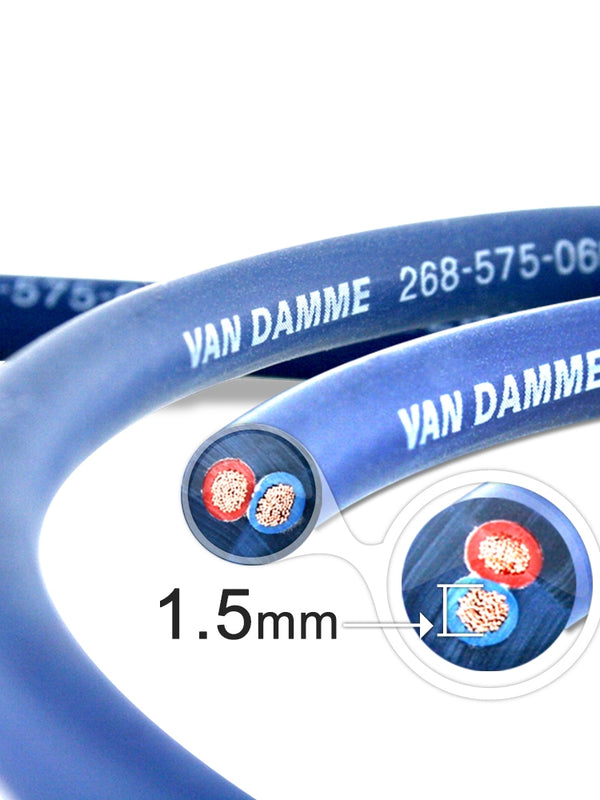 Van Damme Professional Blue Series Studio Grade 2 x 1.5 mm (2 core) Twin-Axial Speaker Cable 268-515-060 4 Metre / 4M
