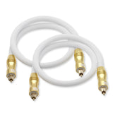 XO 2er Pack 1m Optisches TOSLINK Digital Audio SPDIF Kabel - Wei?, Serie GOLD. 24 Karat Goldgeh?use. Kompatibel mit PS4 / PS3, Xbox One, Wii, Sky Q, HD-HD, HD-Fernsehern, DVD, Blu-Rays