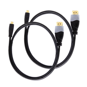 Ivuna Pack 2 x 1,5 m Micro (Typ D) HDMIauf HDMI-High-Speed-Kabel mit Ethernet (Version 1.4a / 2.0) Vergoldetes 3D-Full-HD-1080p 4k-Kabel mit HD-Anschlussüber den neuen Micro-HDMI-Anschluss