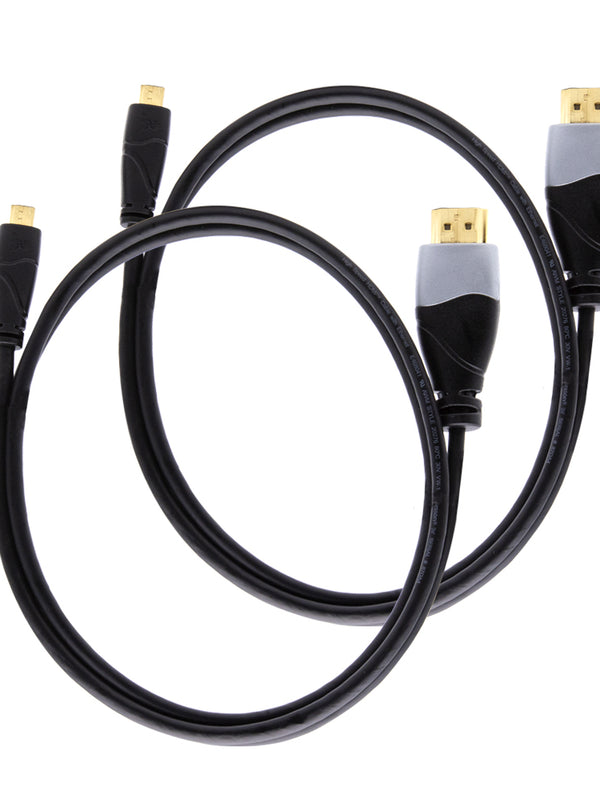 Ivuna Pack 2 x 3 m Micro (Typ D) HDMIauf HDMI-High-Speed-Kabel mit Ethernet (Version 1.4a / 2.0) 3D-Full-HD-1080p 4k-Kabel Anschlie?en von HD-Ger?tenüber den neuen Micro-HDMI-Anschluss