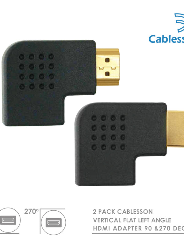Kabelbaum vertikal flach links 90 & 270 Grad HDMI Adapter (24K vergoldet v1.3, v1.4 & 2.0 unterstützt 1080p Full HD) | High Speed - 2160p, 4k2k - 3D-fähige Blu-ray-Technologie SkyHD VirginHD Blu-ray