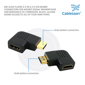 Cablesson - HDMI 2.0 Adapter - Vertikale Wohnung Links 270 & 90 Grad - 4er Pack