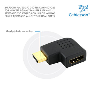 Cablesson - HDMI 2.0 Adapter - Vertikale Wohnung links 270 Grad - Packung mit 5 Stück