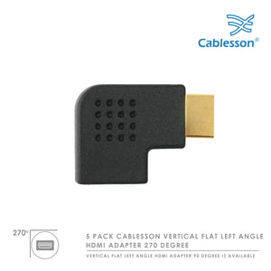 Cablesson - HDMI 2.0 Adapter - Vertikale Wohnung links 270 Grad - Packung mit 5 Stück