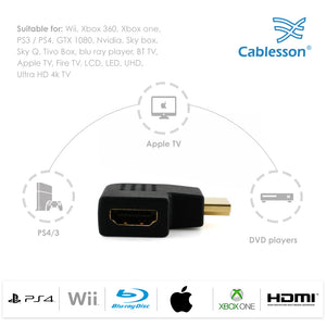 Cablesson - HDMI 2.0 Adapter - Vertikale Wohnung links 270 Grad - 2er Pack