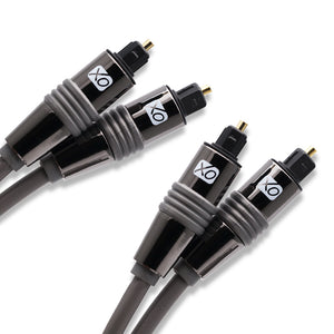 XO Premium Install TOSLINK S / PDIF-Kabel, optische digitale Audiokabel (2er-Pack x 2m), 24 Karat vergoldetes, extrem langlebiges Stecker-Stecker-Kabel fÃ¼r LG- / Samsung- / Sony- / Philips-Soundbar, Smart-TV, Heimkino, PS4