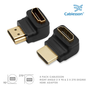 Cablesson - HDMI 2.0 Adapter - rechtwinklig 90 & 270 Grad - 4er Pack