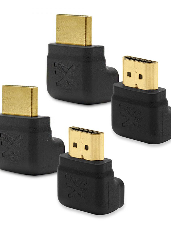 Cablesson 2 x rechtwinkliger 270- und 90-Grad-HDMI-Adapter (24 Karat vergoldet, v1.3 und v1.4 und 2.0 unterstützt 1080p Full HD) - Hochgeschwindigkeits-2160p, 4k2k - 3D-fähige Blu-ray-SkyHD-VirginHD-Blu-ray-LED - 4er Packung