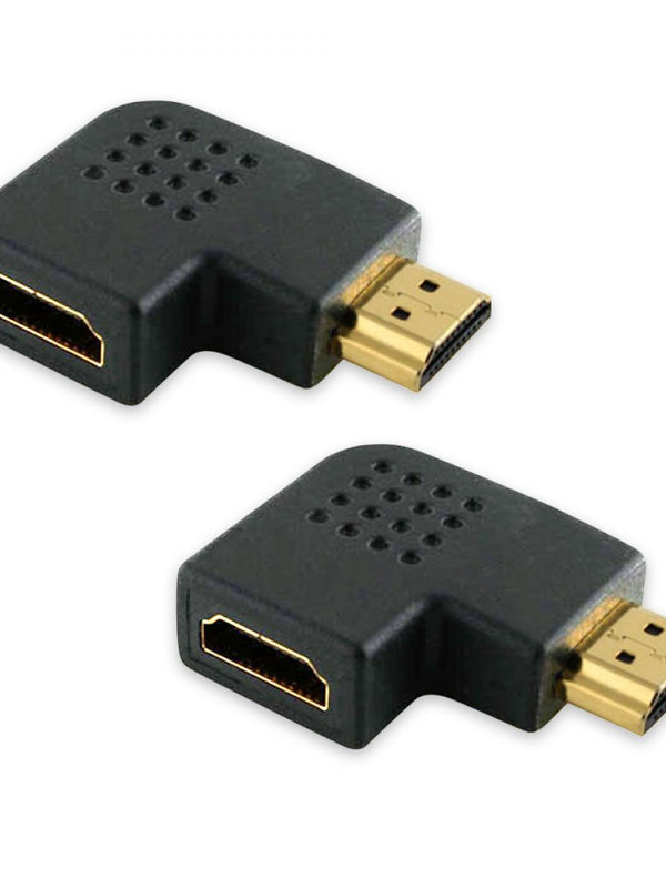 Kabelbaum vertikal flach links 2 x 90 Grad HDMI Adapter (24K vergoldet v1.3, v1.4 & 2.0 unterstützt 1080p Full HD) | High Speed - 2160p, 4k2k - 3D-fähige Blu-ray-Technologie SkyHD VirginHD Blu-ray