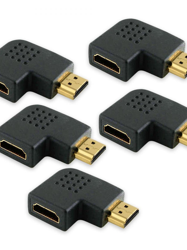 Kabelbaum vertikal flach links 5 x 90 Grad HDMI Adapter (24K vergoldet v1.3, v1.4 & 2.0 unterstützt 1080p Full HD) | High Speed - 2160p, 4k2k - 3D-fähige Blu-ray-Technologie SkyHD VirginHD Blu-ray
