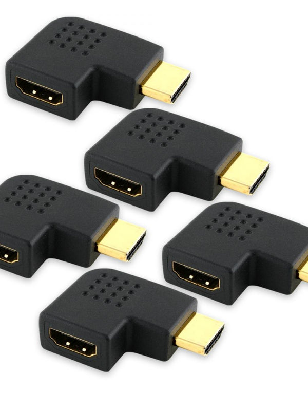 Kabelbaum vertikal flach links 5 x 270 Grad HDMI Adapter (24K vergoldet, v1.3, v1.4 & 2.0 unterstützt 1080p Full HD) | High Speed - 2160p, 4k2k - 3D-fähige Blu-ray-Technologie SkyHD VirginHD Blu-ray