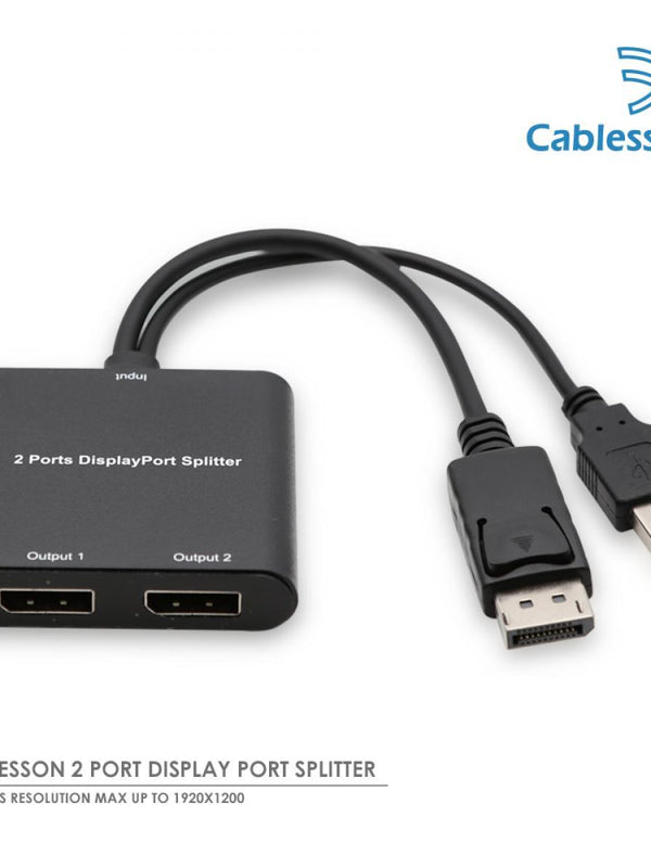 Mini-DisplayPort-Splitter mit 2 Anschlüssen - MST-Hub-Multi-Monitor-Splitter - Dual-Monitor-Setup - DP 1.2-Kompatibilität - Plug & Play-System