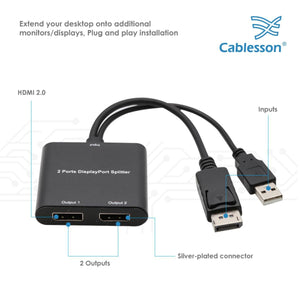 Cablesson - Display Port Splitter - 2 Port