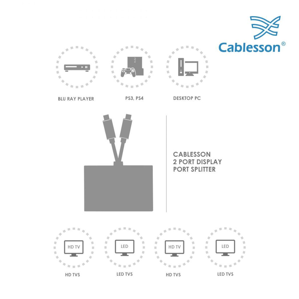 Cablesson - Display Port Splitter - 2 Port