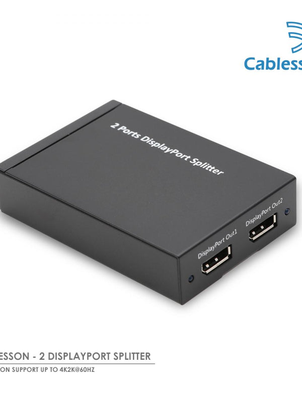 Cablesson 1x2 Port Displayport zu 2 Displayport 1.2a 4k2k Powered Splitter, Unterstützung von MST, HBR2, 3D Formaten und GTC Assist. (Dp ++)