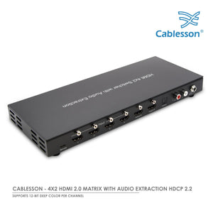 Cablesson - 4x2 HDMI Matrix mit Audio Extraction HDCP 2.2