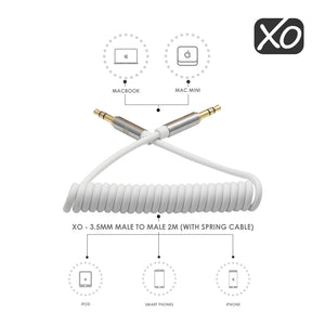 XO - Stecker auf Stecker 2M mit Frühlings-Kabel - 3,5 mm - Weiß