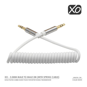 XO - Stecker auf Stecker 2M mit Frühlings-Kabel - 3,5 mm - Weiß