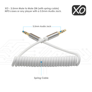 XO - Stecker auf Stecker 2M mit Frühlings-Kabel - 3,5 mm - Weiß