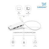 Cablesson - USB-C 4 x USB 3.0-Hub-Kabel - L - 250mm - Weiß