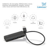 Cablesson - USB 4 x USB 3.0-Hub-Kabel - 250mm - Schwarz & - Weiß