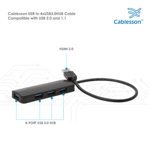 Cablesson - USB 4 x USB 3.0-Hub-Kabel - 250mm - Schwarz & - Weiß