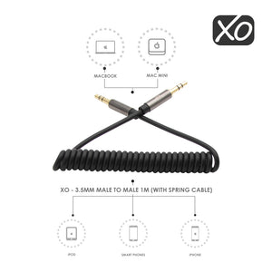 XO - 3,5 mm Stecker auf Stecker mit Frühlings-Kabel - 1-3m Jack Cable -