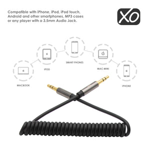 XO - 3,5 mm Stecker auf Stecker mit Frühlings-Kabel - 1-3m Jack Cable -