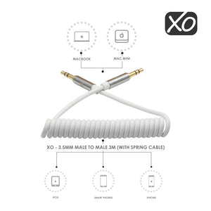 XO - Stecker auf Stecker 3M mit Frühlings-Kabel - 3,5 mm - Weiß