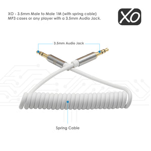 XO - Stecker auf Stecker 1M mit Feder Kabel - 3,5 mm - Weiß