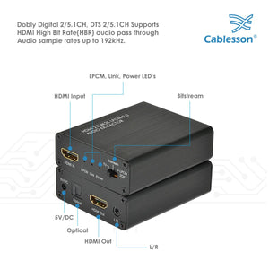 HDelity - HDMI 2.0 Audio Extractor 4K2K HDMI - optische Toslink Konverter ARC 3D