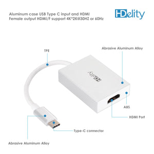 HDelity USB Type C to HDMI 2.1 Adapter - Male to Female -White