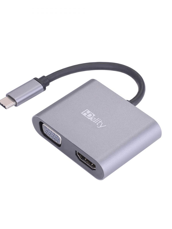 HDelity USB Type C Male to VGA Female +HDMI Female Adapter