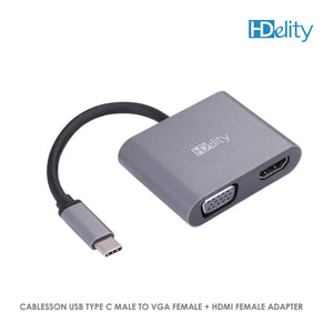 HDelity USB Type C Male to VGA Female +HDMI Female Adapter